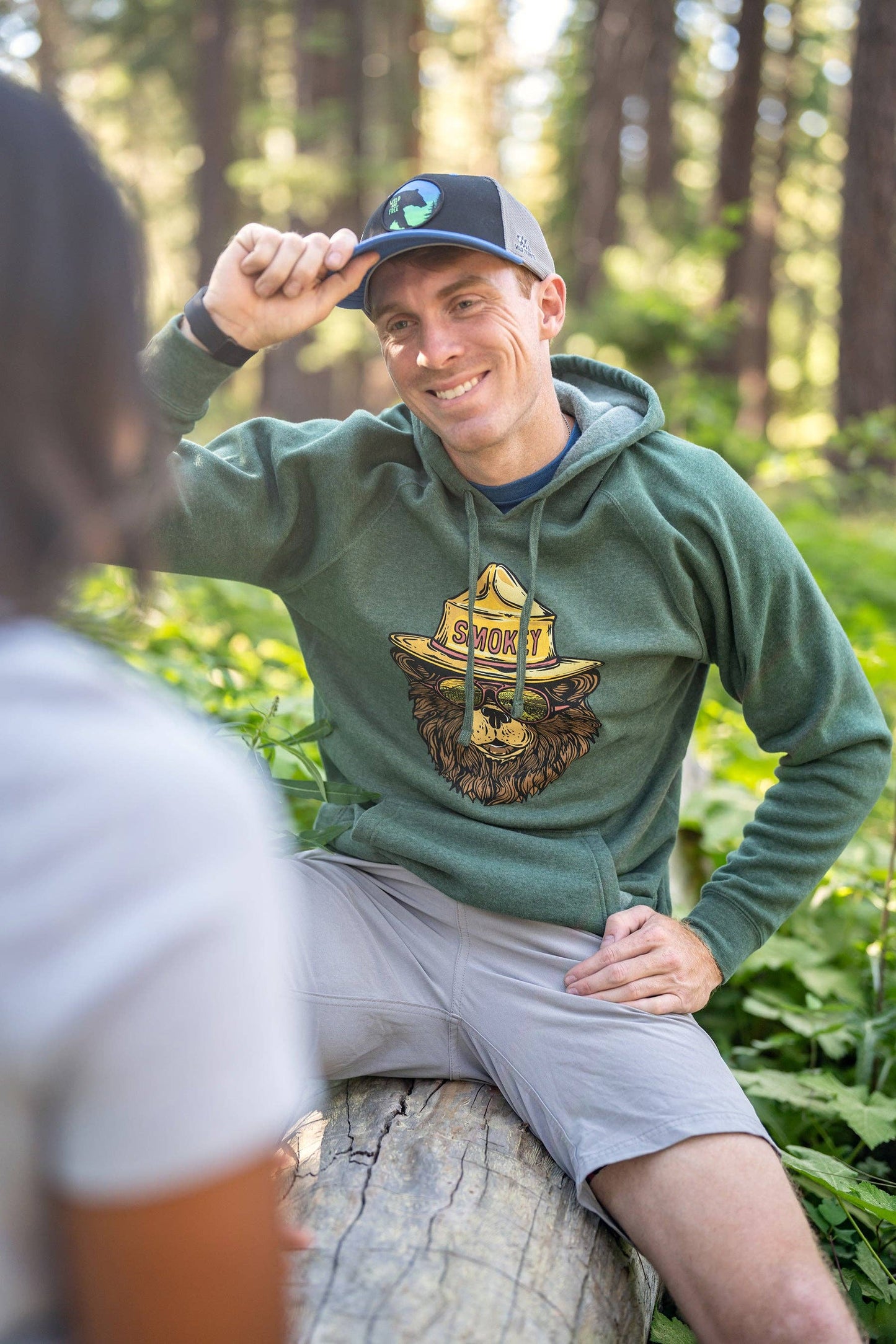 Smokey The Groovy Bear Hoodie Sweatshirt: Moss
