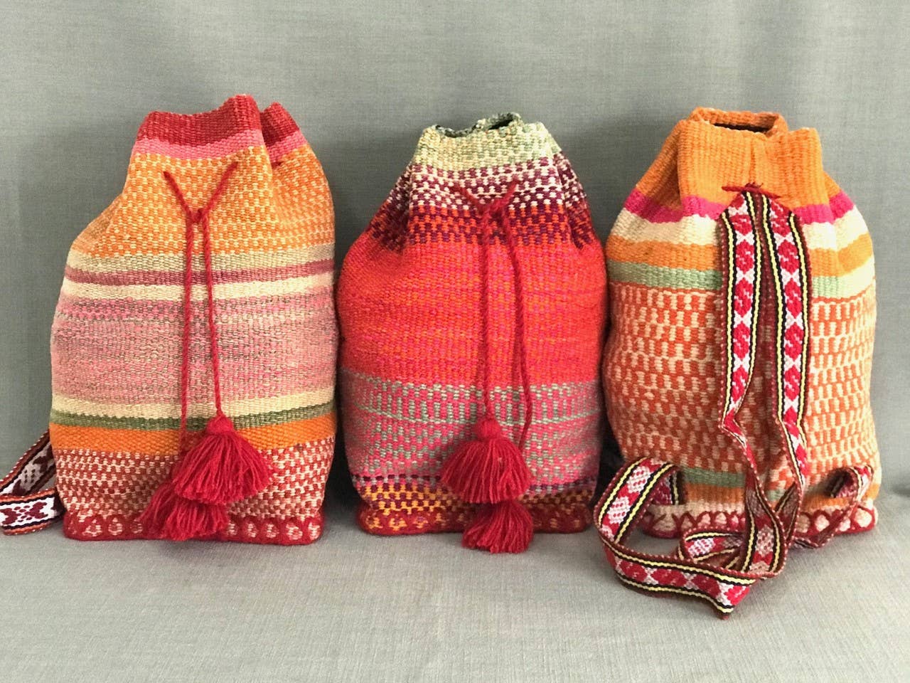Handwoven Sling Bag / Backpack with Drawstring Top from Peru