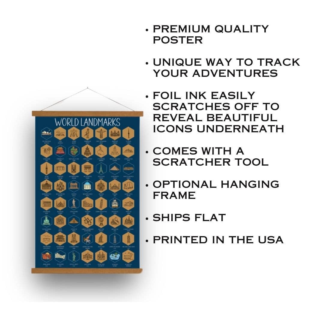 Track Your Adventures - World Landmarks Scratch Off Poster