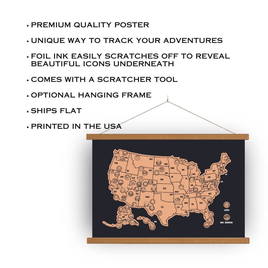 Track Your Adventures - USA Map with 63 National Parks Scratch off Map