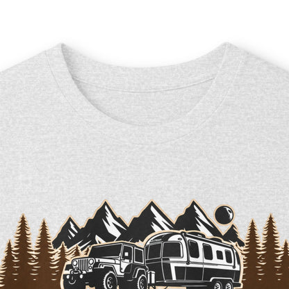 Outdoor Adventure Long Sleeve Tee — "Nacho Overland" Cabin & Mountains