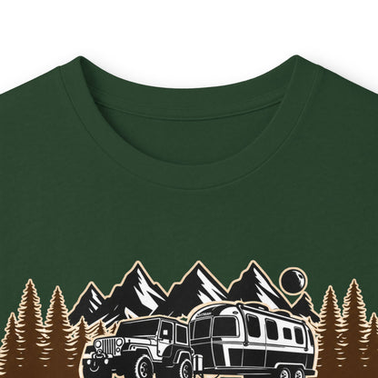 Outdoor Adventure Long Sleeve Tee — "Nacho Overland" Cabin & Mountains
