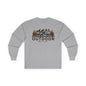 Outdoor Adventure Long Sleeve Tee — "Nacho Overland" Cabin & Mountains