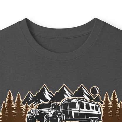 Outdoor Adventure Long Sleeve Tee — "Nacho Overland" Cabin & Mountains