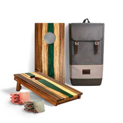 1ft x 2ft Resin & Wood Travel Cornhole Set | Live Edge River Collection