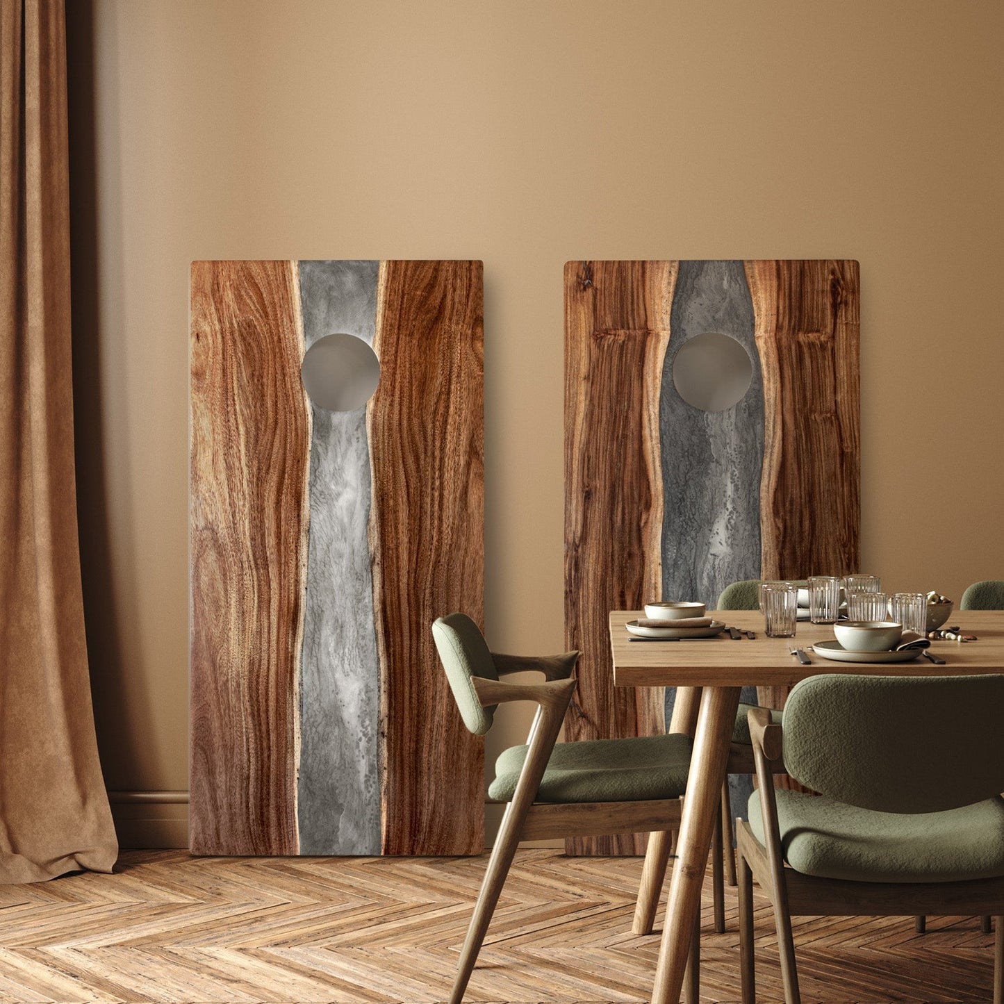 2ft x 4ft Resin & Wood Classic Cornhole Set | Live Edge River Collection