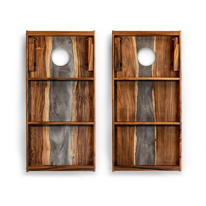 2ft x 4ft Resin & Wood Classic Cornhole Set | Live Edge River Collection