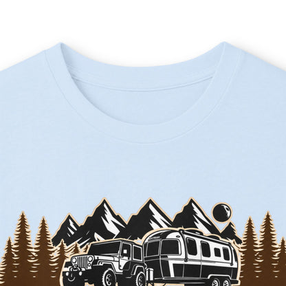 Outdoor Adventure Long Sleeve Tee — "Nacho Overland" Cabin & Mountains