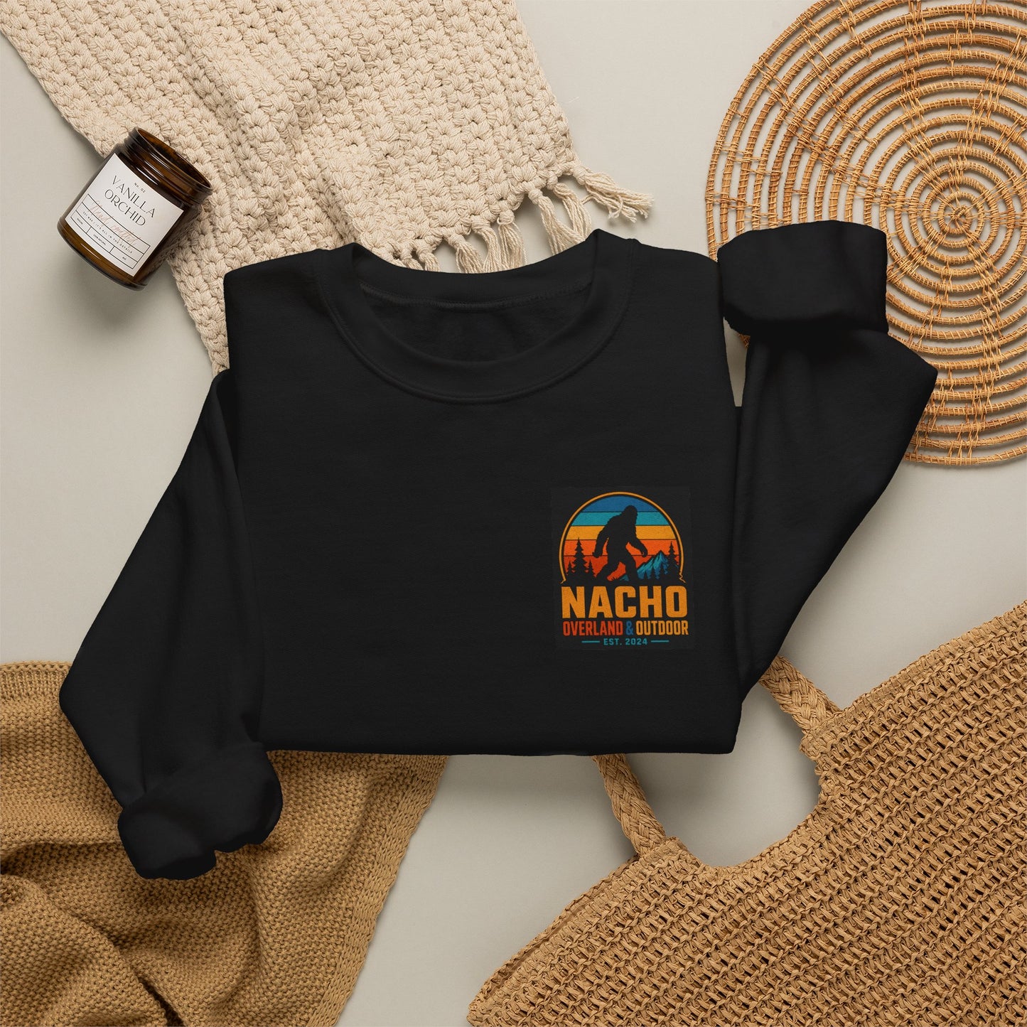 Outdoor Crewneck Sweatshirt — "NACHO Overland & Outdoor" Graphic