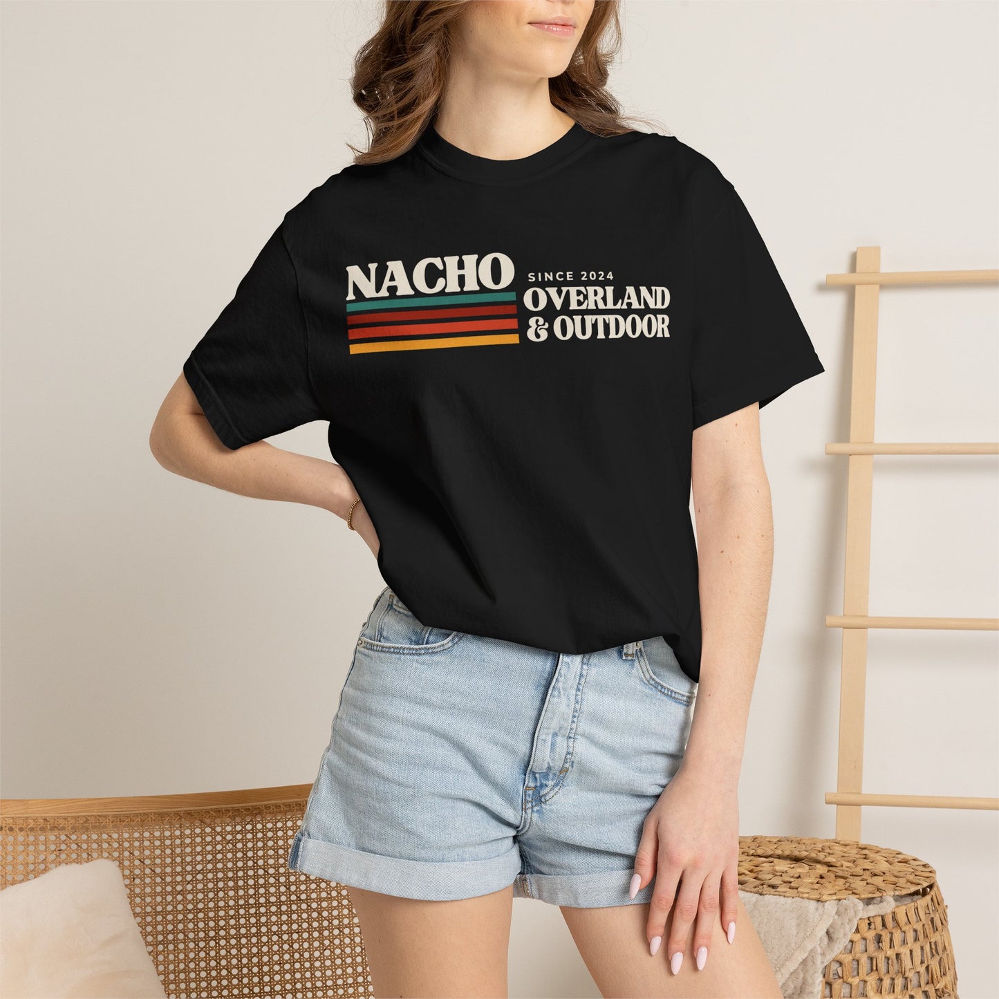 Retro Nacho Overland & Outdoor Graphic T-Shirt — Retro Stripes Adventure Tee