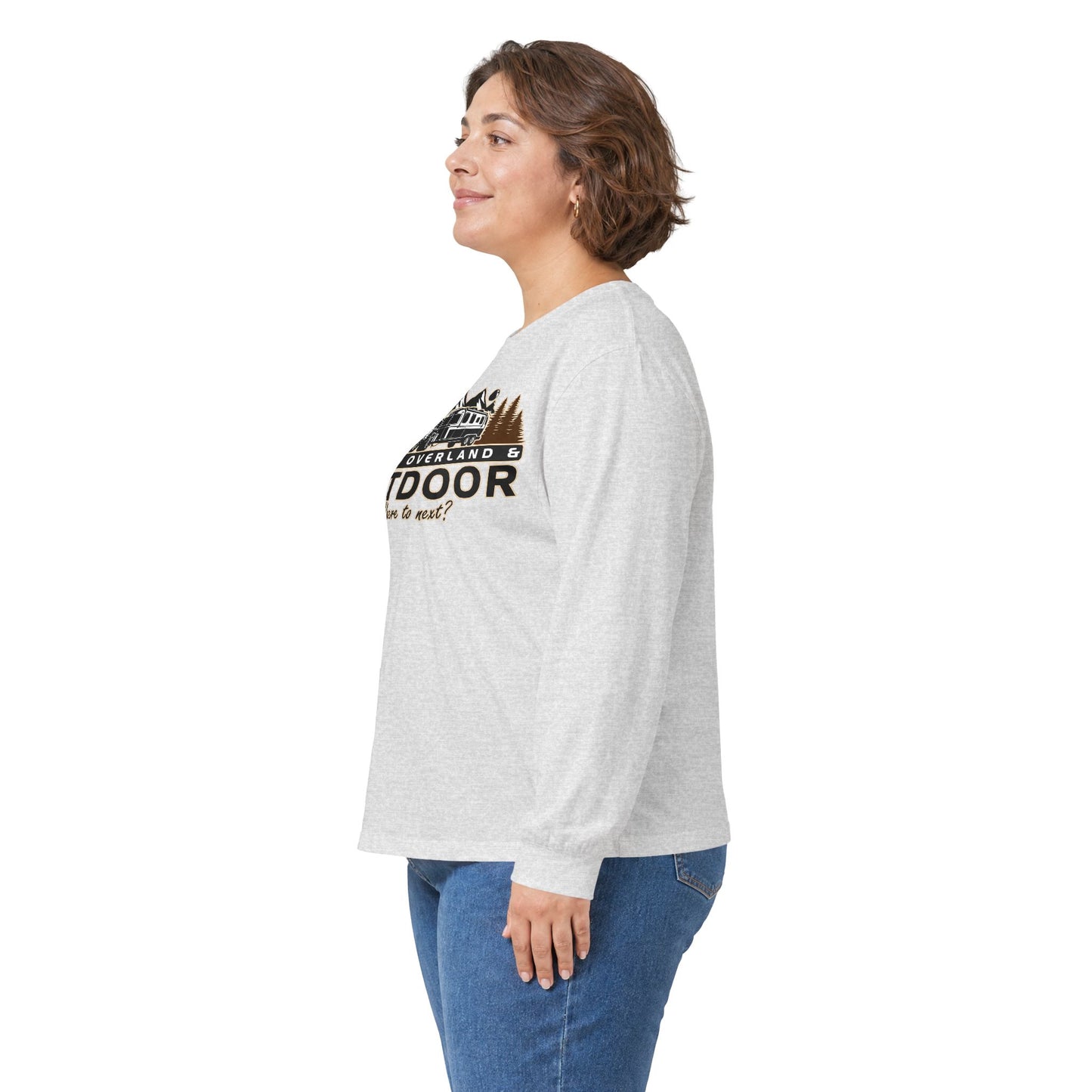 Outdoor Adventure Long Sleeve Tee — "Nacho Overland" Cabin & Mountains