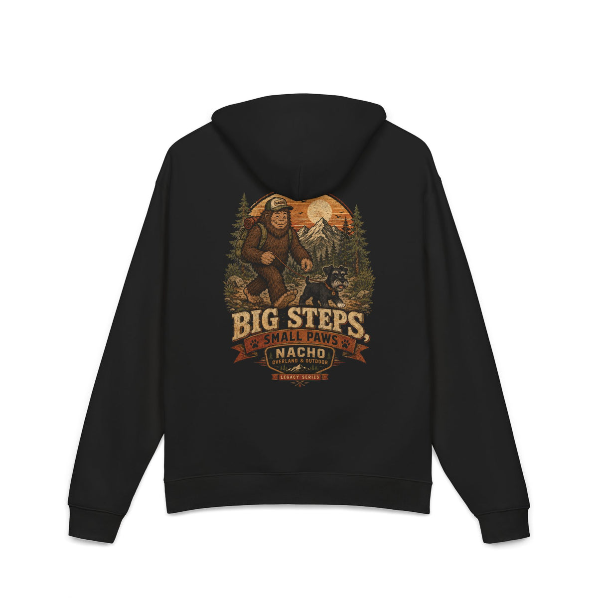 Sasquatch Big Steps Hoodie — "Big Steps, Small Paws" Graphic Hooded Sweatshirt