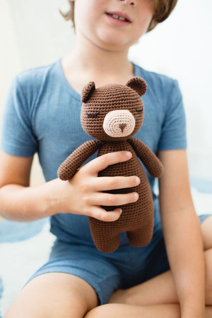 Bear in bedtime sleeping bag with bedtime checklist