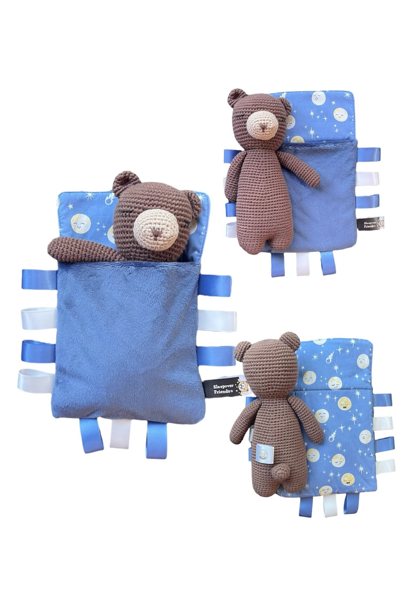 Bear in bedtime sleeping bag with bedtime and morning checklist