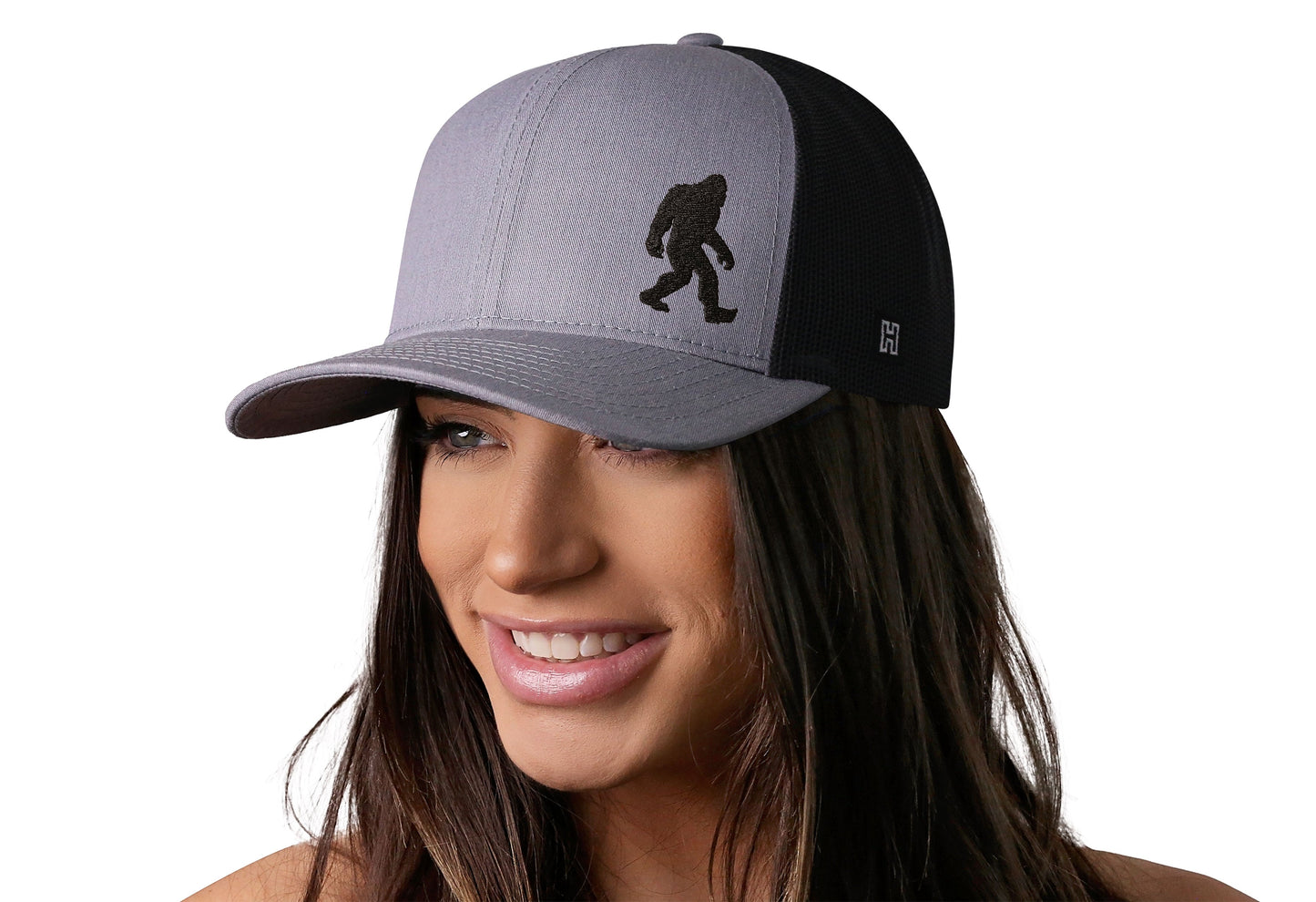 Bigfoot Trucker Hat  |  Gray-Black Sasquatch Snapback