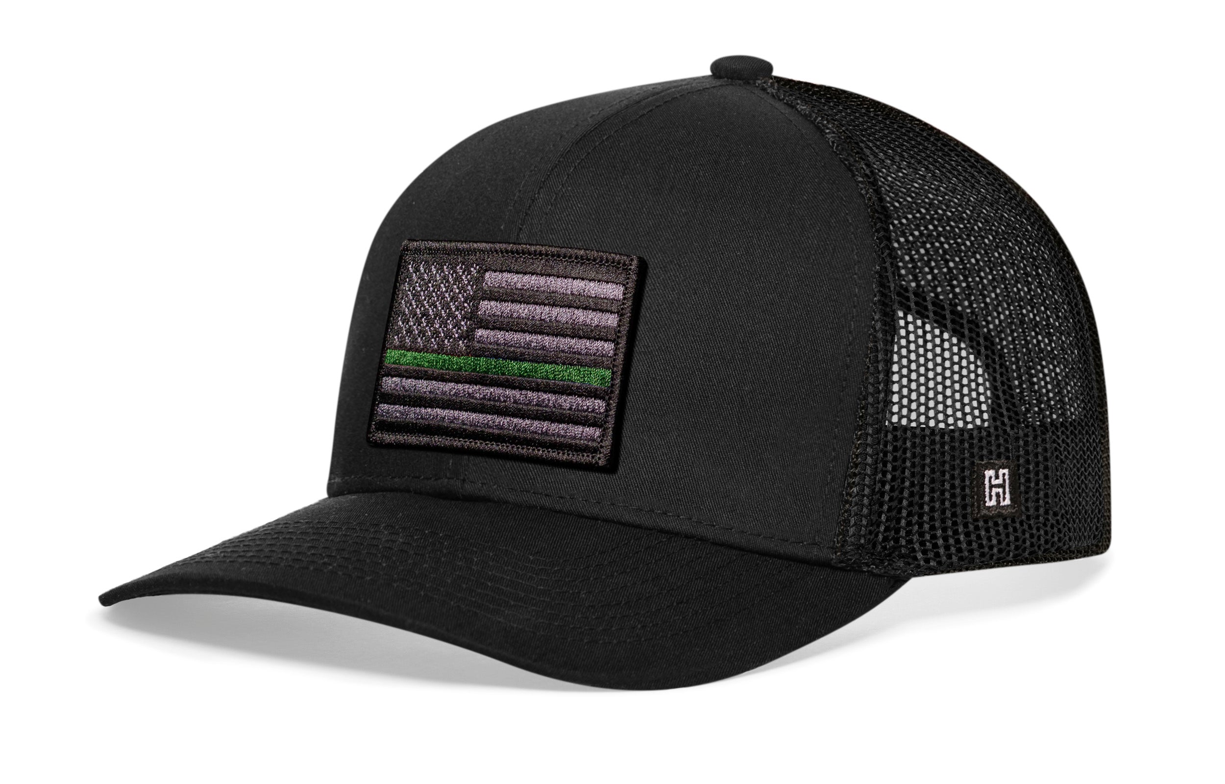 Thin Green Line Trucker Hat | Black Army Tactical Snapback – Nacho ...