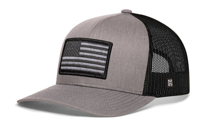 American Flag Trucker Hat  |  Black USA Tactical Snapback