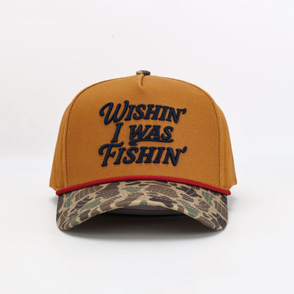 Wishin' I Was Fishin' Hat in Trade Brown & Military Duck Camo