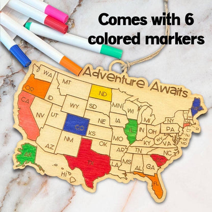 USA Travel Ornament - "Adventure Awaits"