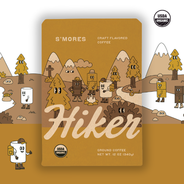 Hiker Coffee - S'mores, Ground Coffee, 12oz, No Seed Oils, Mycotoxin-Free
