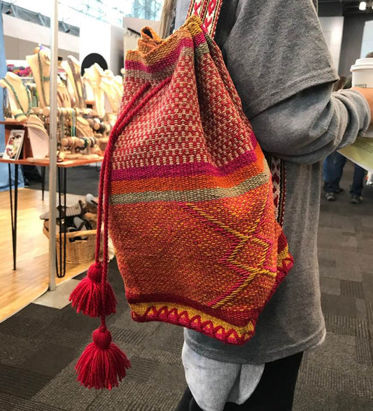 Handwoven Sling Bag / Backpack with Drawstring Top from Peru