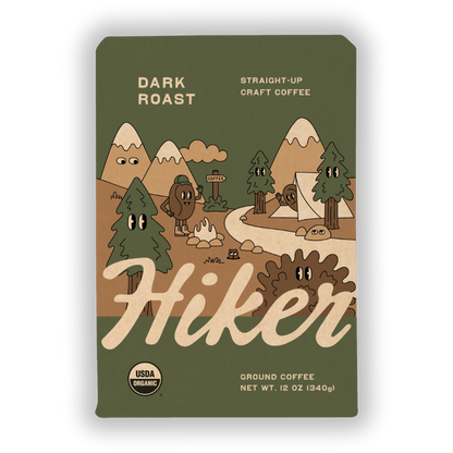 Hiker Coffee - Dark Roast, Ground Coffee, 12oz, Mycotoxin-Free Coffee