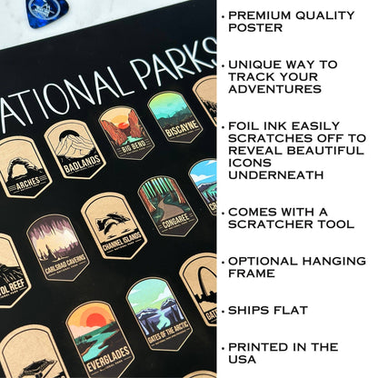 Track Your Adventures - 11x17 National Parks Scratch Off Poster