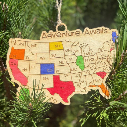 USA Travel Ornament - "Adventure Awaits"