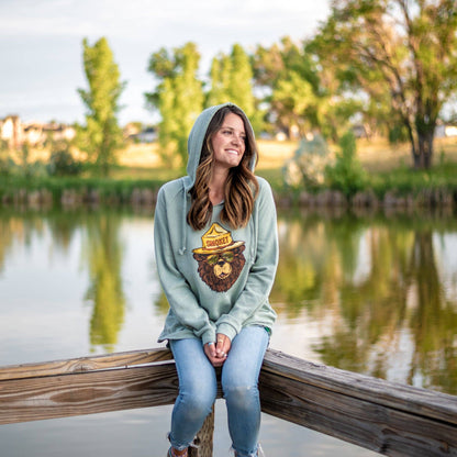 Smokey The Groovy Bear Women's Cut Hoodie: Sage