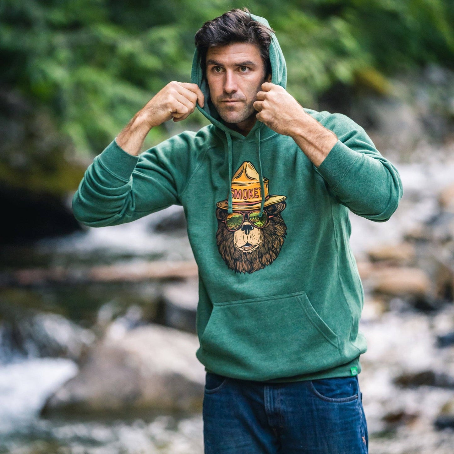 Smokey The Groovy Bear Hoodie Sweatshirt: Moss