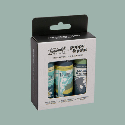 Poppy & Pout - Gift Set, Lip Balm Trio, The Landmark Project (Mountain)