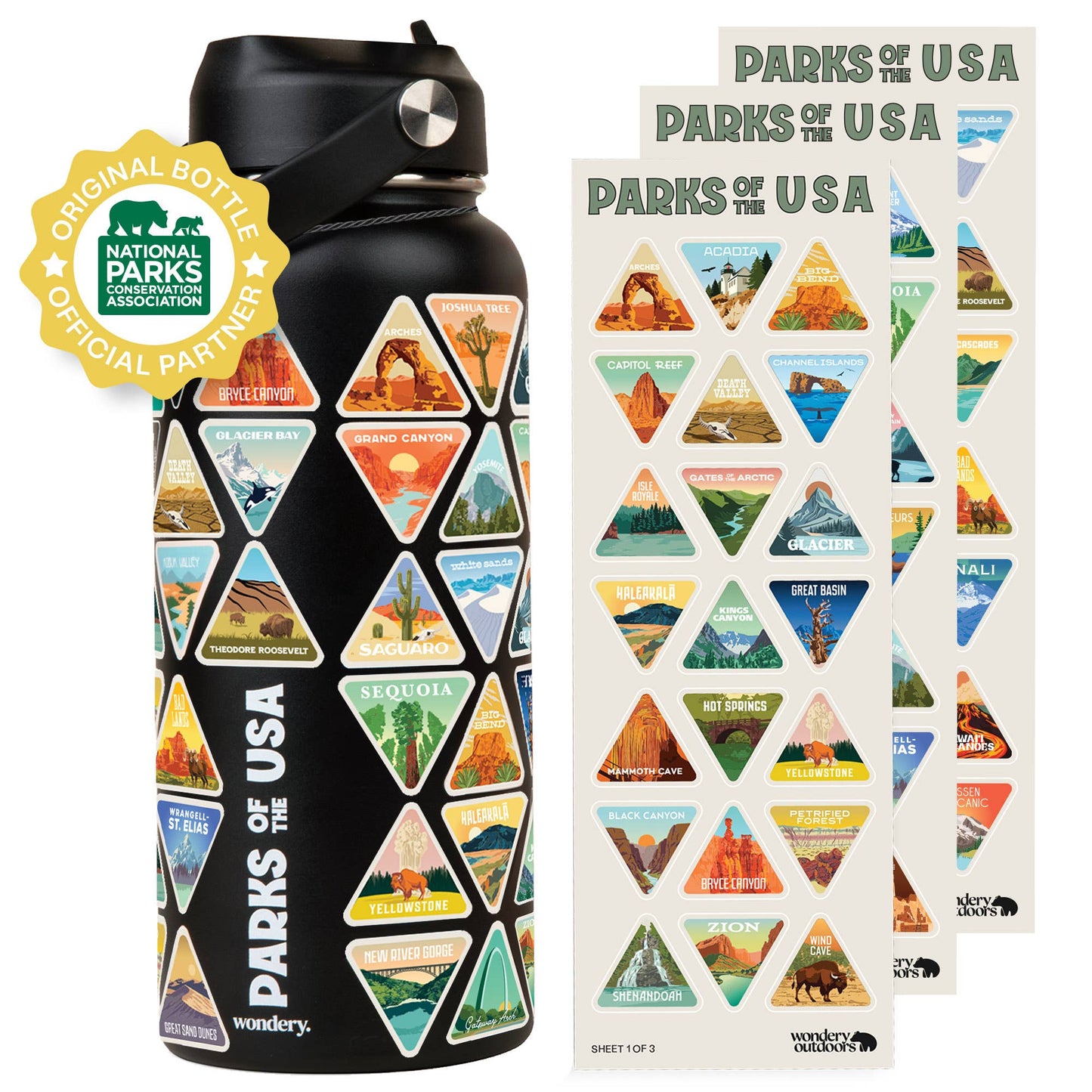 The Original Parks of the USA Bucket List Water Bottle 32oz