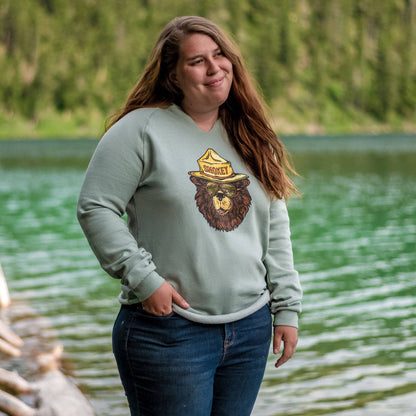 Smokey The Groovy Bear Women's Cut Hoodie: Sage