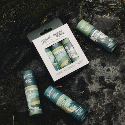 Poppy & Pout - Gift Set, Lip Balm Trio, The Landmark Project (Mountain)
