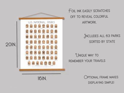 Track Your Adventures - White 63 National Park Scratch Off Poster