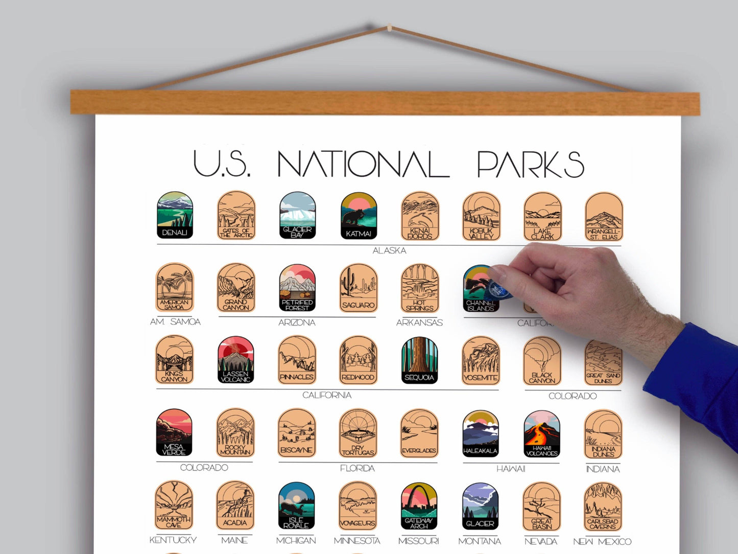 Track Your Adventures - White 63 National Park Scratch Off Poster