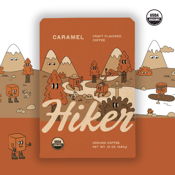 Hiker Coffee - Caramel, Ground Coffee, 12oz, No Seed Oils, Mycotoxin-Free