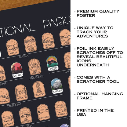 Track Your Adventures - Black 63 National Park Scratch Off Poster