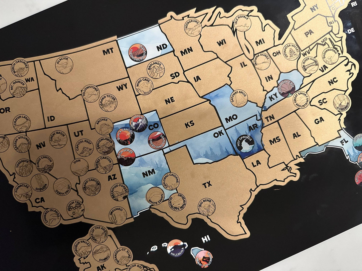 Track Your Adventures - USA Map with 63 National Parks Scratch off Map