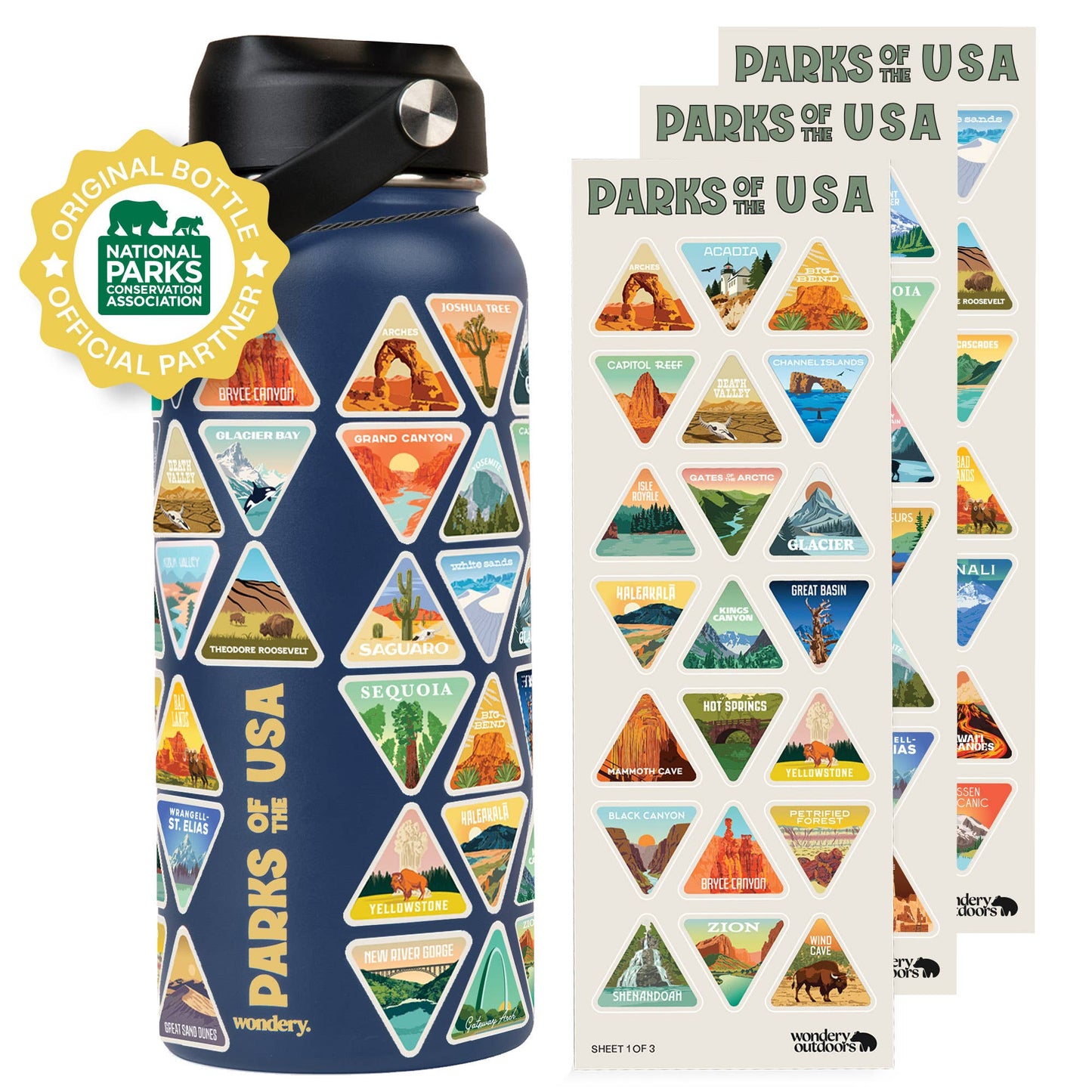The Original Parks of the USA Bucket List Water Bottle 32oz