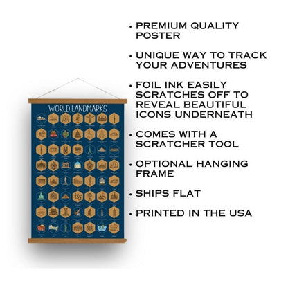 Track Your Adventures - World Landmarks Scratch Off Poster