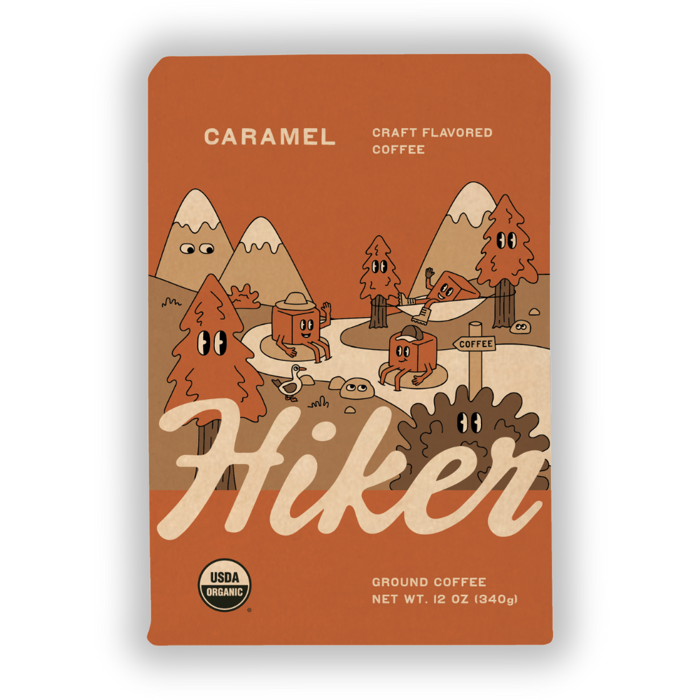 Hiker Coffee - Caramel, Ground Coffee, 12oz, No Seed Oils, Mycotoxin-Free
