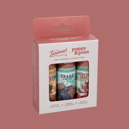 Poppy & Pout - Gift Set, Lip Balm Trio, The Landmark Project (Desert)
