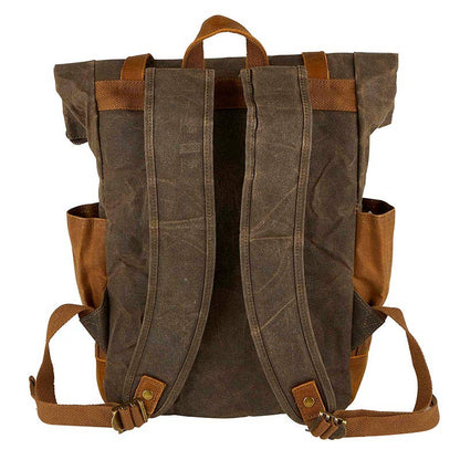 Cole Wheeler - Vintage Waxed Canvas and Leather Rolltop Backpack