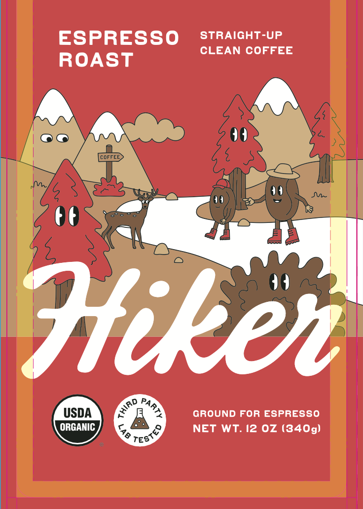 Hiker Coffee - Espresso Roast, Whole Bean Coffee, 12oz, Mycotoxin-Free