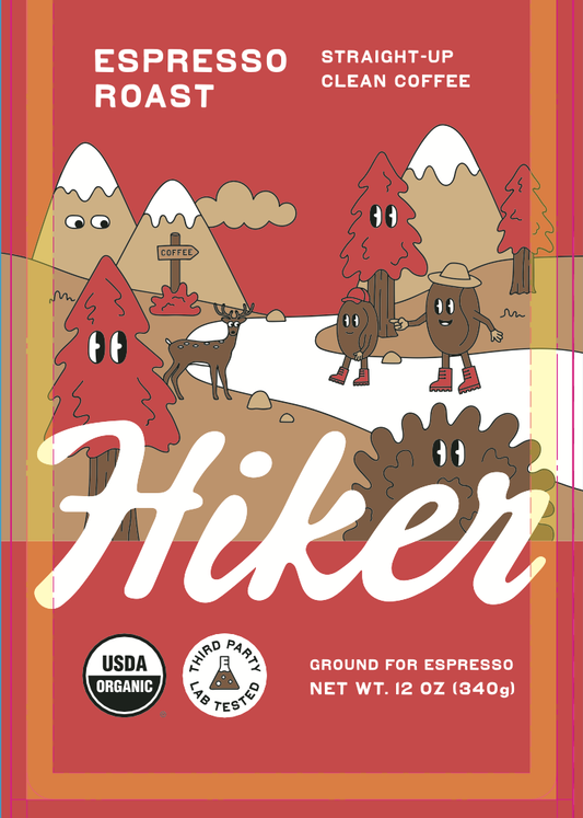 Hiker Coffee - Espresso Roast, Whole Bean Coffee, 12oz, Mycotoxin-Free