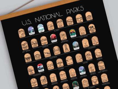 Track Your Adventures - Black 63 National Park Scratch Off Poster