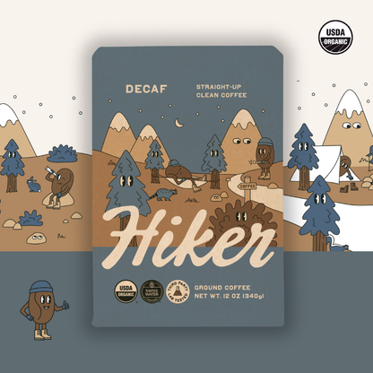 Hiker Coffee - Decaf, Ground Coffee, 12oz, Mycotoxin-Free, Swiss Water