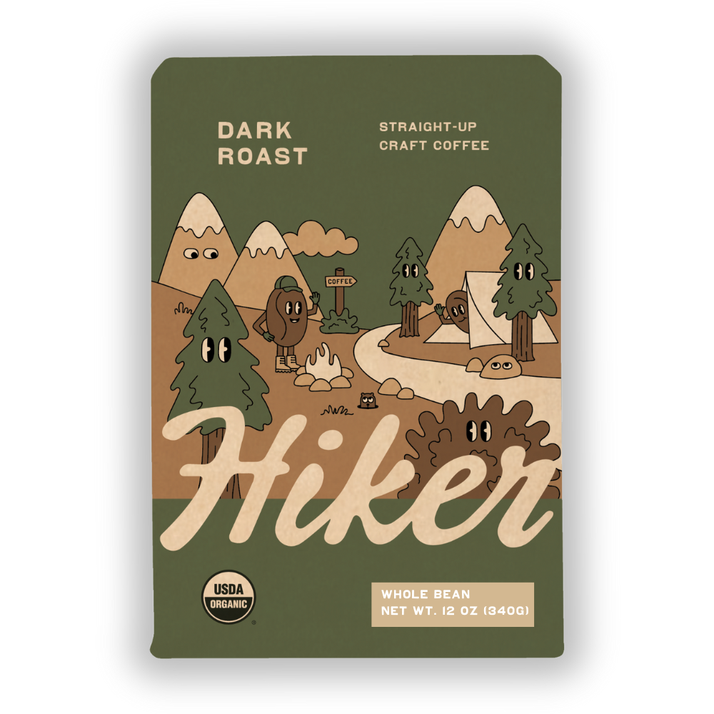Hiker Coffee - Dark Roast, Ground Coffee, 12oz, Mycotoxin-Free Coffee