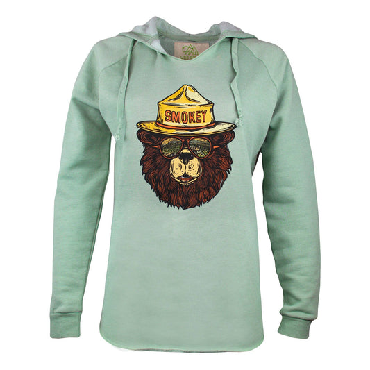 Smokey The Groovy Bear Women's Cut Hoodie: Sage